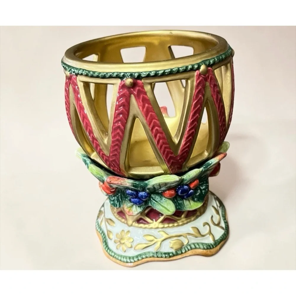 Fitz & Floyd Classic Jolly Ole St Nick Candleholder‎ Votive Festive Holiday Xmas